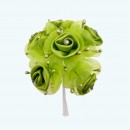 2.5" Diameter Rhinestone Ribbon Flower 6X12 | Apple